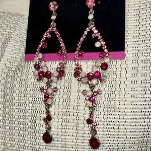 Long Shade of Pink Crystal Earrings-Boutique